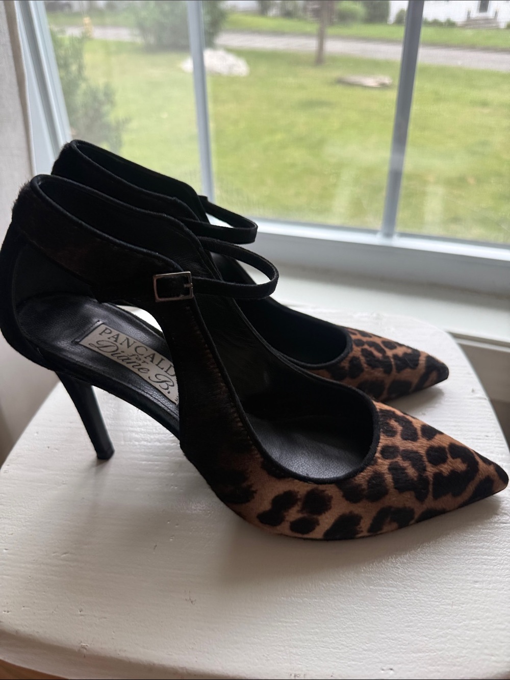 Pancaldi by Diane B Leopard-Print Pointed-Toe Ankle-Strap Pumps - Black/Brown